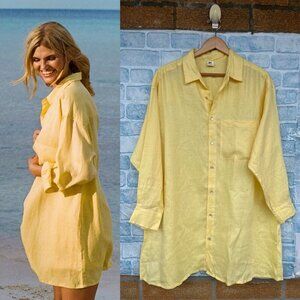 ROVE SUMMER Shirt Dress - lemon linen size small